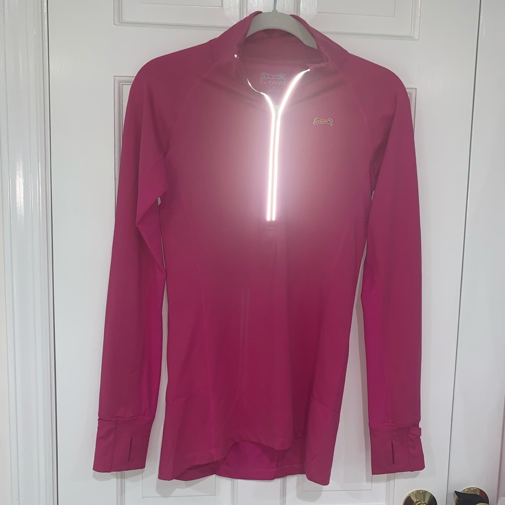 Le Tigre bright pink quarter zip activewear top M